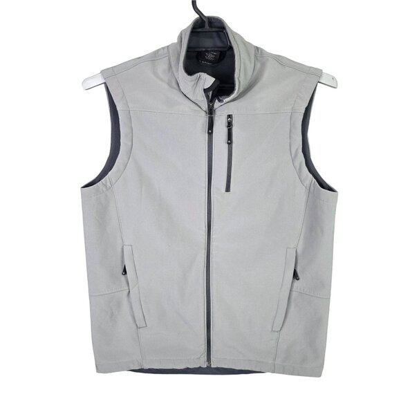 Mens Solaris Gray Soft Shell Vest Jacket Full Zip Polyester Stretch Size M - Picture 1 of 7